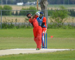 Siddharth (Sidd) Patel hit the game winning six for Canadian College Cricket in game 3 against American College Cricket.  The winning shot came from the first ball of the 18th over.