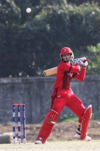 Aabrash Khan bats against Ireland (ICC photo)